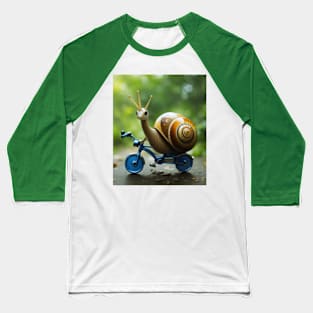 Snail on a Bike Baseball T-Shirt